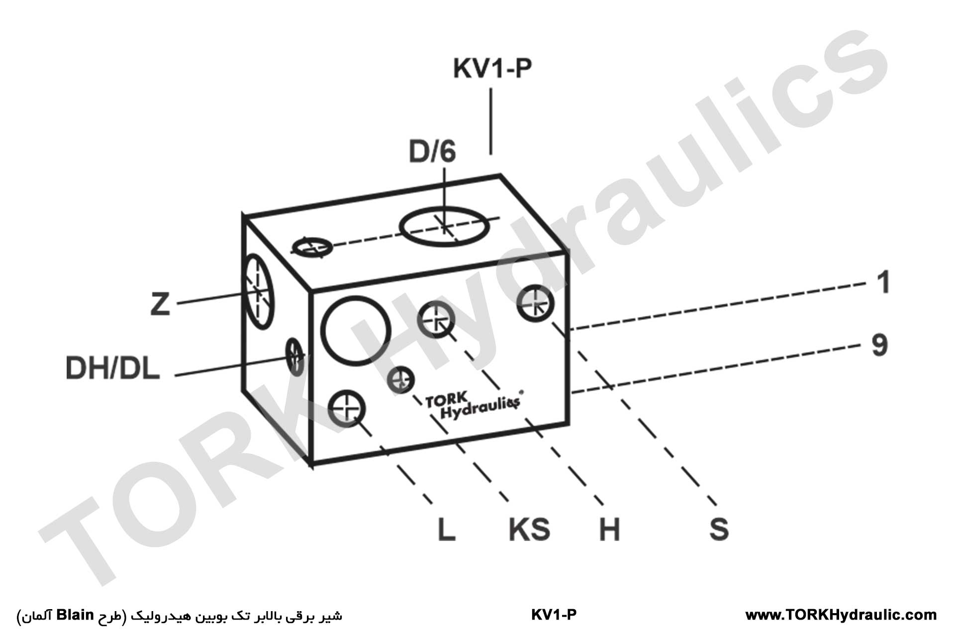 Map of single-coil solenoid valve Blain design made by Tork Hydraulic